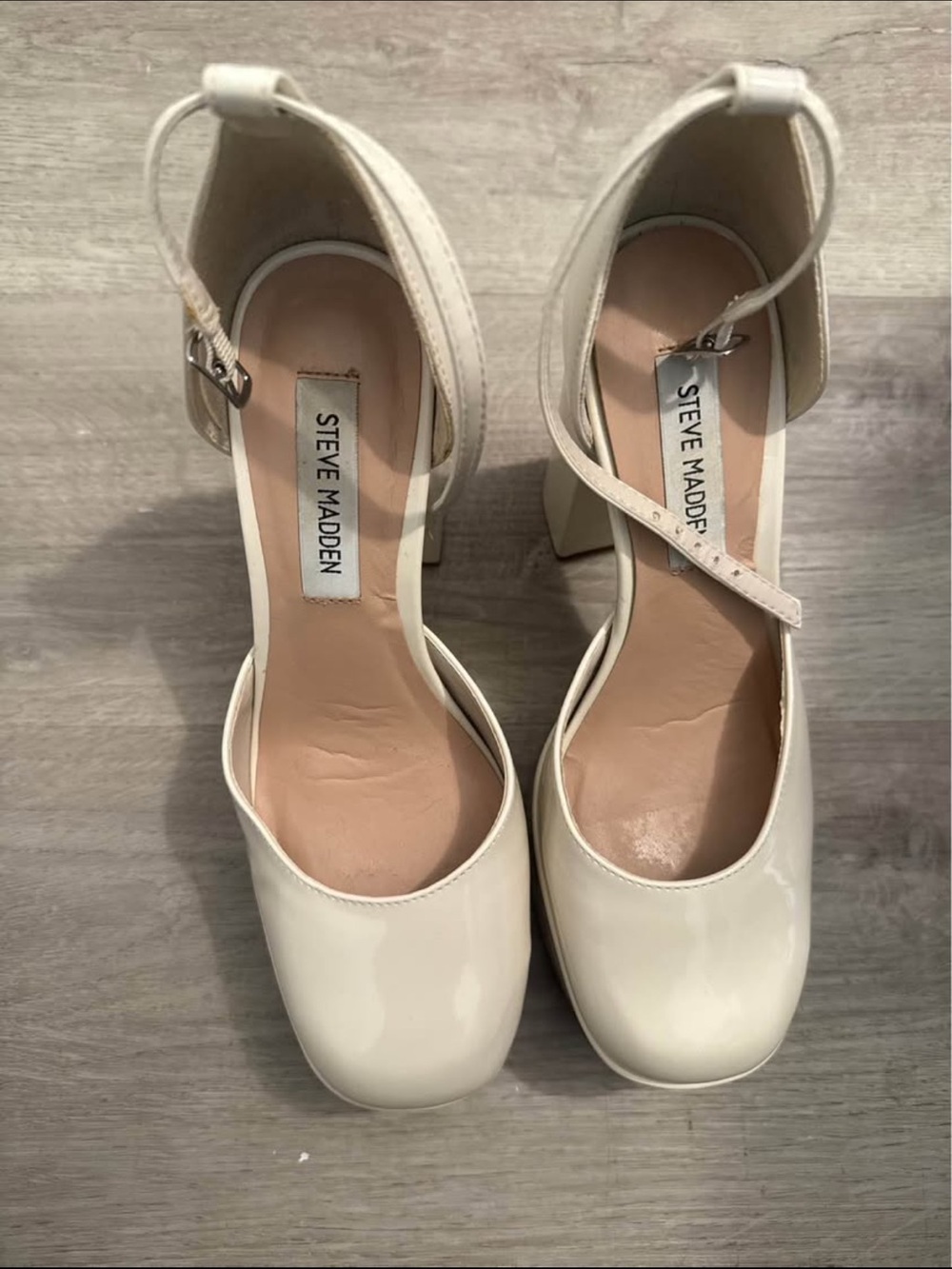 Steve Madden Cream Platform Block Heel Mary Jane Pumps - Picture 5 of 7